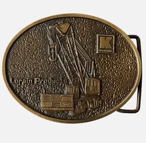 KOEHRING LORAIN PRODUCTS BRASS BELT BUCKLE VINTAGE 1977 BY SALES GUIDES INC USA
